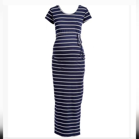 Times Two Dresses & Skirts - Times Two Blue and White Striped Maternity Dress